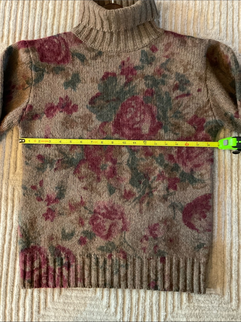 Vintage Ralph Lauren Wool Cabbage Rose Floral Turtleneck Sweater Knit size Small - Picture 5 of 5